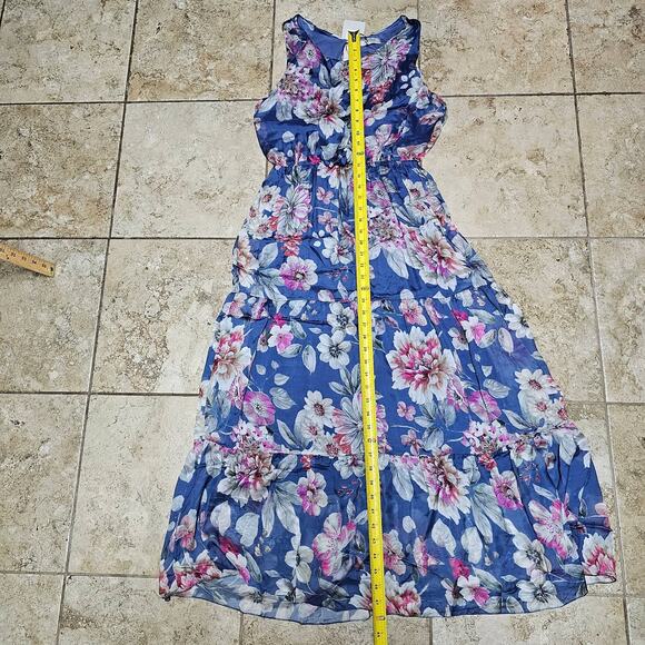 NWT Lara G by Lara Guidotti  Silk Blend Denim Floral Maxi Dress Size Medium - Picture 11 of 12